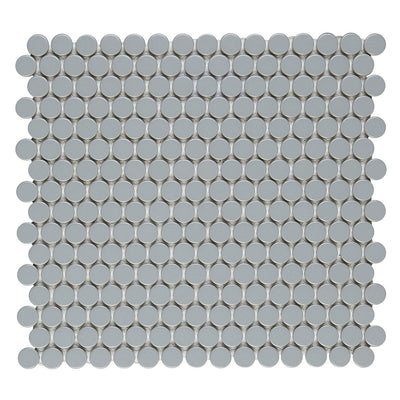 Lungarno Finish Line Penny Round 11.5" x 12.25" Porcelain Mosaic