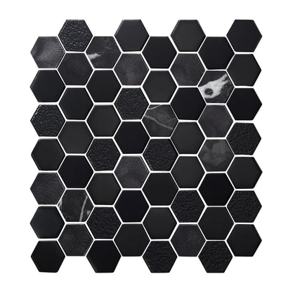 Lungarno Finish Line 2" Hexagon 11.75" x 11.75" Glass, Stone & Metal Mosaic