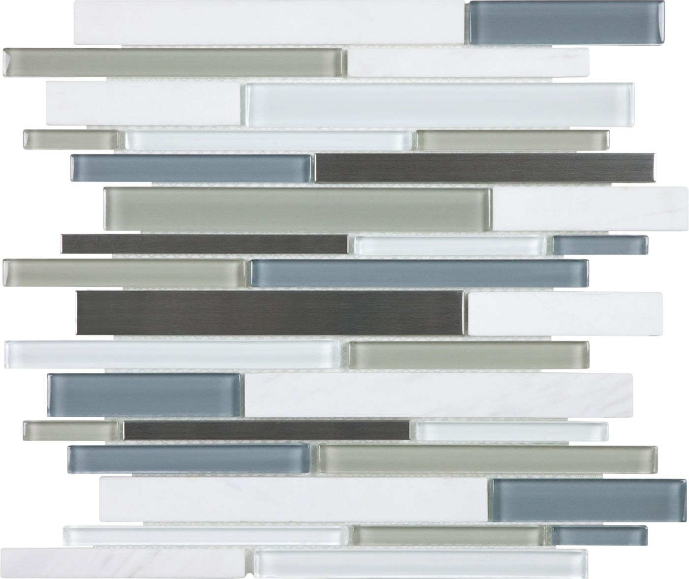 Tesoro Stone-Stainless Linear 12" x 12" Glass Mosaic