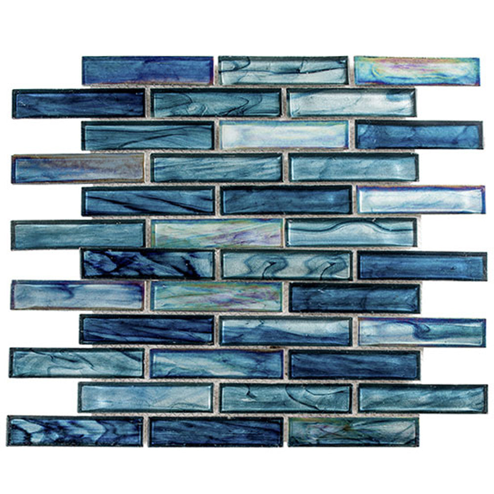 Oceania 1" x 4" Random Brick 11.75" x 11.75" Glass Mosaic