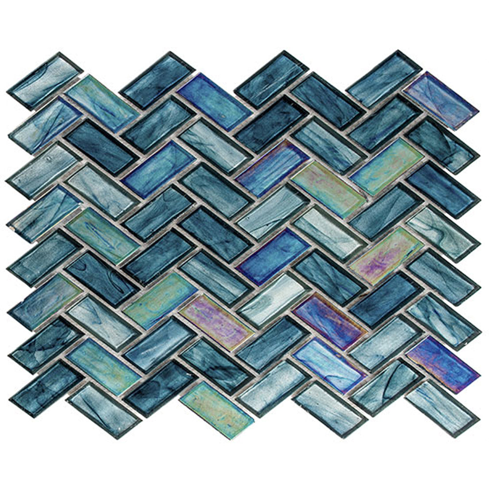 Oceania 1" x 2" Herringbone 11.25" x 11.25" Glass Mosaic