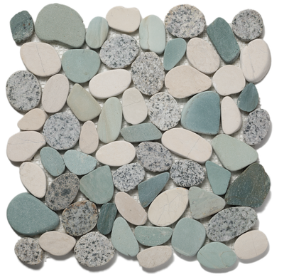 Tesoro Aquatica Ocean Stones Sliced 11.25" x 11.25" Natural Stone Mosaic