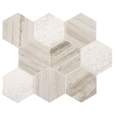 American Olean Ascend Stone 4 x 4 Hexagon 12" x 14" Natural Stone Mosaic