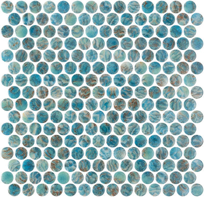 Tesoro Aquatica Vanguard Penny Round 11.25" x 11.25" Glass Mosaic