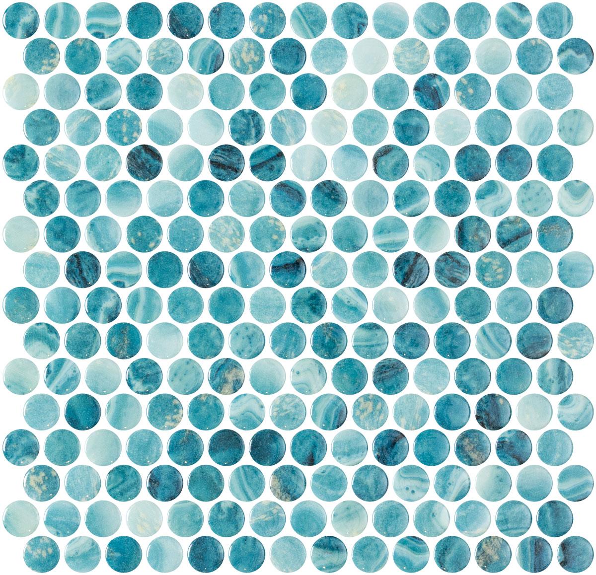 Tesoro Aquatica Vanguard Penny Round 11.25" x 11.25" Glass Mosaic