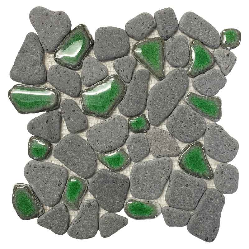 Maniscalco Pele Pebbles 12" x 12" Basalt Mosaic