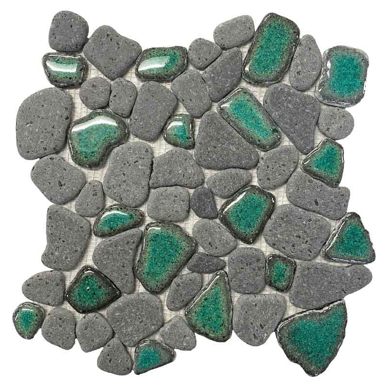 Maniscalco Pele Pebbles 12" x 12" Basalt Mosaic