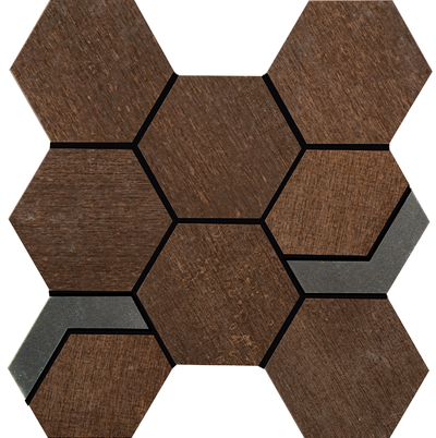 Crossville Native Metal Hexagon 11" x 12" Porcelain Mosaic