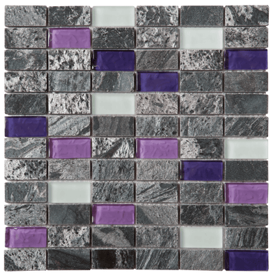 Bati Orient Quartzite 1 x 2 12" x 12" Glass & Quartzite Mosaic