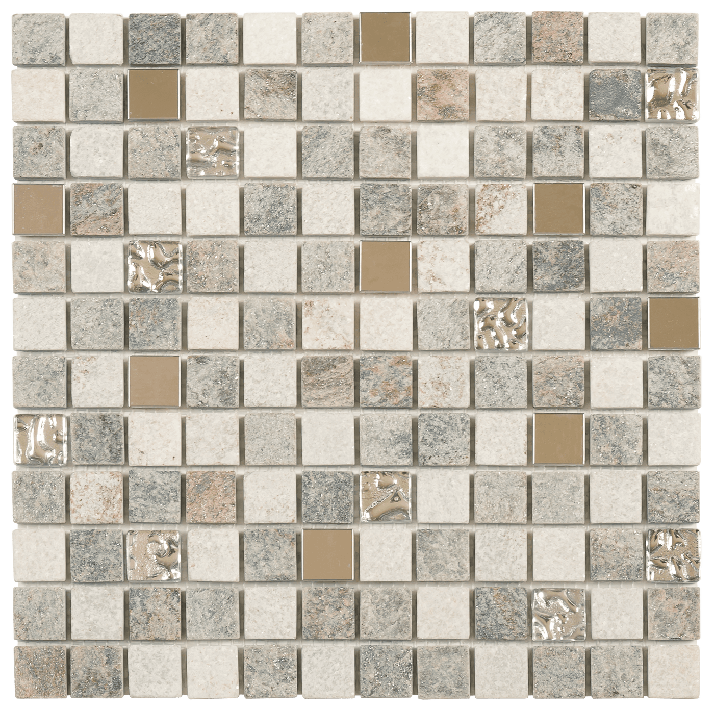 Bati Orient Mix 0.88 x 0.88 12" x 12" Glass & Slate Mosaic