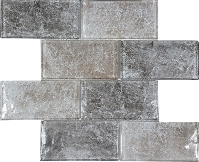 Tesoro Revere 3 x 6 Convex 11.75" x 11.75" Glass Mosaic