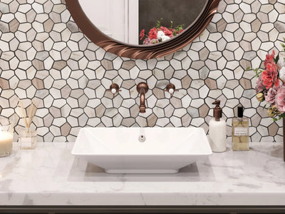 Aspire Stone Polygon Pebbles 10" x 12" Marble Mosaic