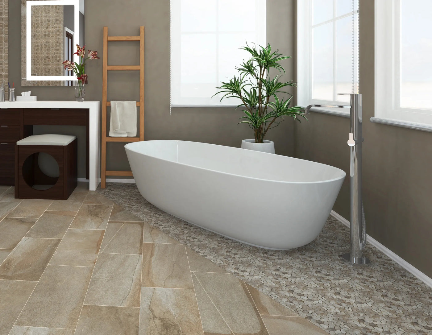 Aspire Stone Sliced Pebbles 12" x 12" Marble Mosaic