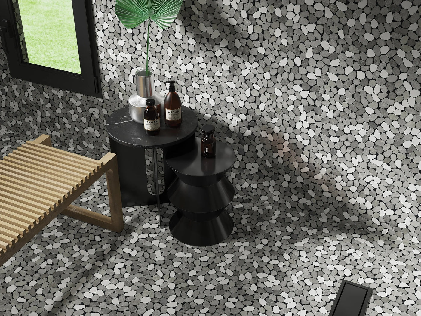 Aspire Stone Tumbled Pebbles 12" x 12" Marble Mosaic