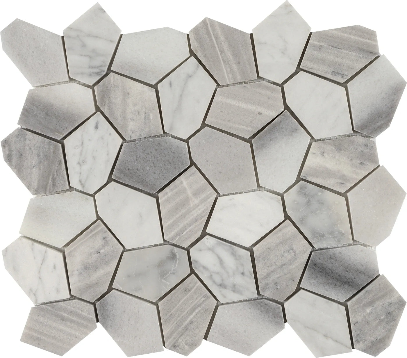 Aspire Stone Polygon Pebbles 10" x 12" Marble Mosaic