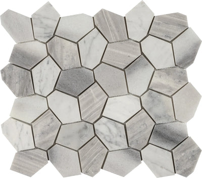 Aspire Stone Polygon Pebbles 10" x 12" Marble Mosaic