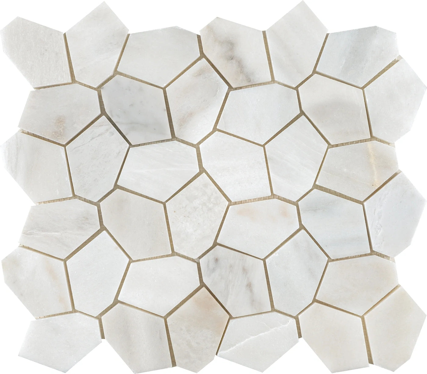 Aspire Stone Polygon Pebbles 10" x 12" Marble Mosaic