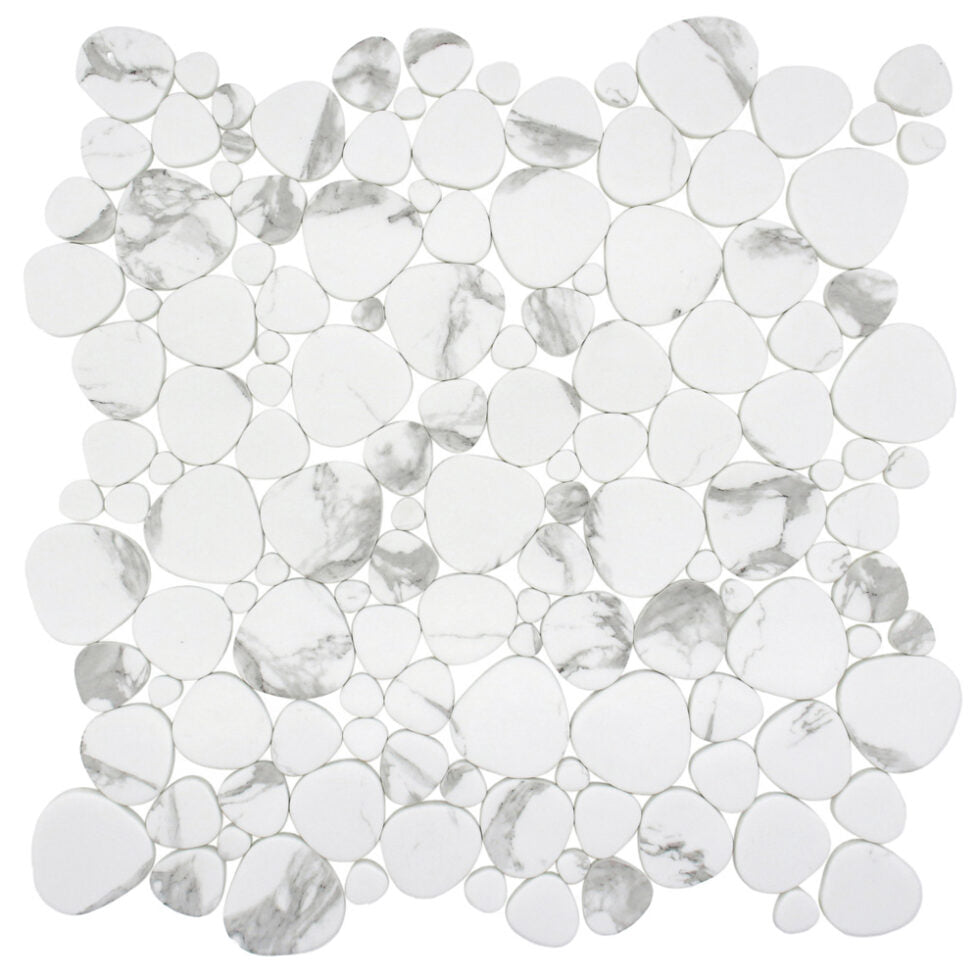 Lungarno Simple Stone Pebble 12.13" x 12.13" Glass Mosaic