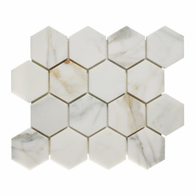 Patara Stone Marble 8MM 3" Hexagon 9.84" x 11.4" Marble Mosaic