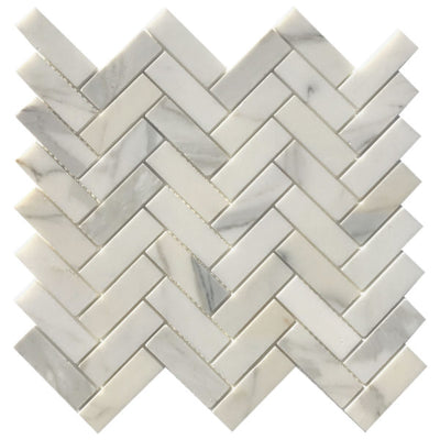 Patara Stone Marble 8MM 1 x 3 Herringbone 12" x 12.8" Marble Mosaic