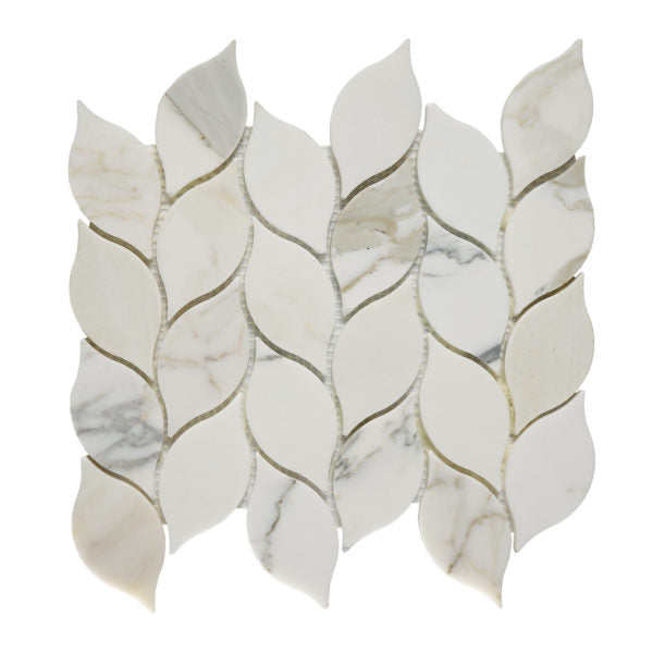 Patara Stone Marble Leaf 9.84" x 11.4" Marble Mosaic