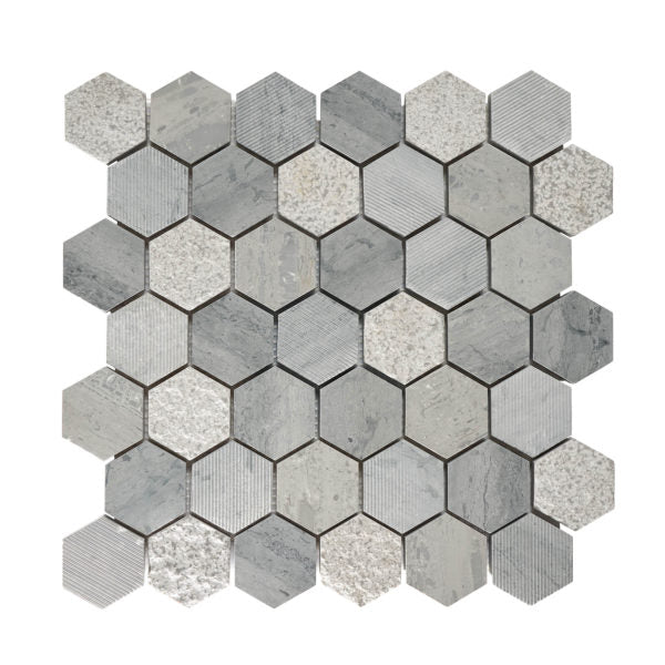 Patara Stone Marble 2" Hexagon 12" x 12" Marble Mosaic