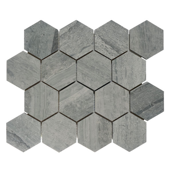 Patara Stone Marble 3" Hexagon 9.84" x 11.4" Marble Mosaic