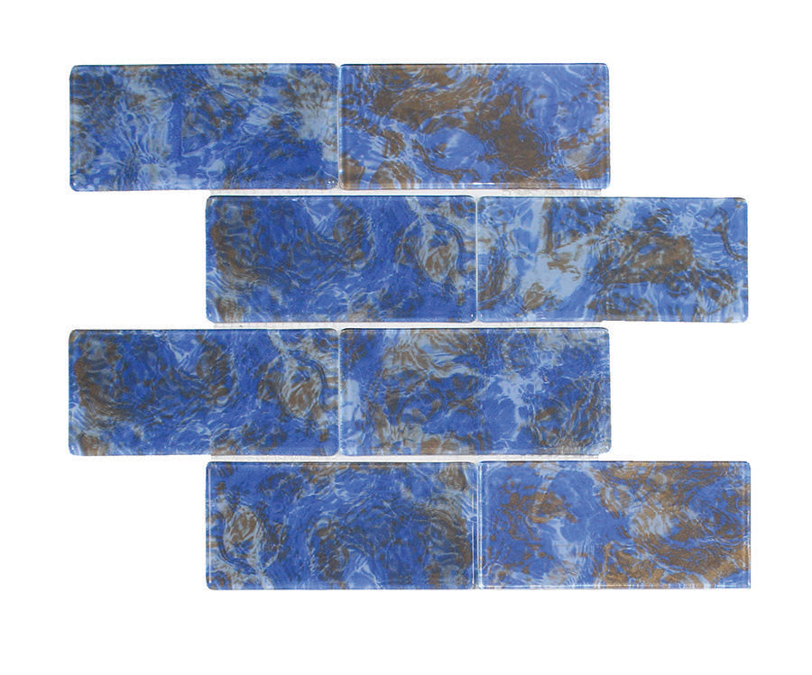 Tesoro Aquatica Stratos 3 x 6 11.75" x 11.75" Glass Mosaic