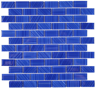 Tesoro Aquatica Striped 1 x 2 12" x 12" Glass Mosaic