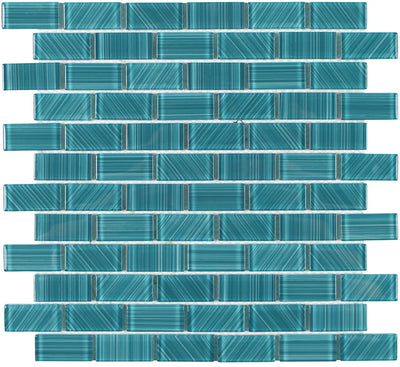 Tesoro Aquatica Striped 1 x 2 12" x 12" Glass Mosaic