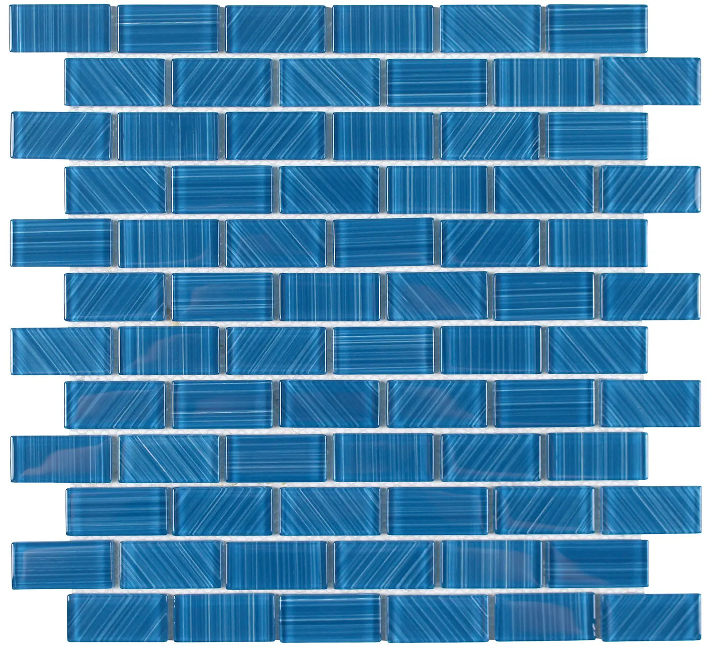 Tesoro Aquatica Striped 1 x 2 12" x 12" Glass Mosaic