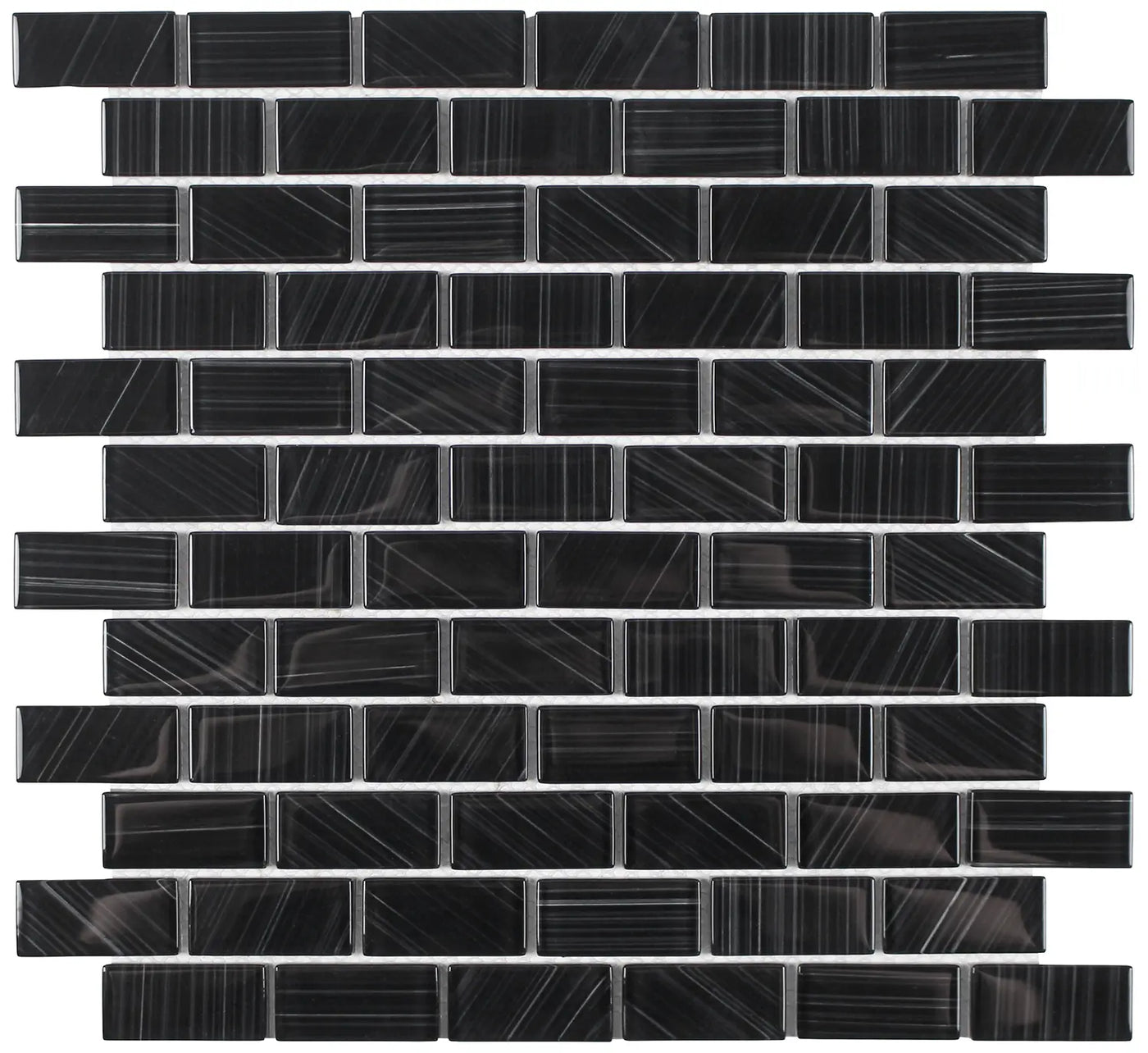 Tesoro Aquatica Striped 1 x 2 12" x 12" Glass Mosaic