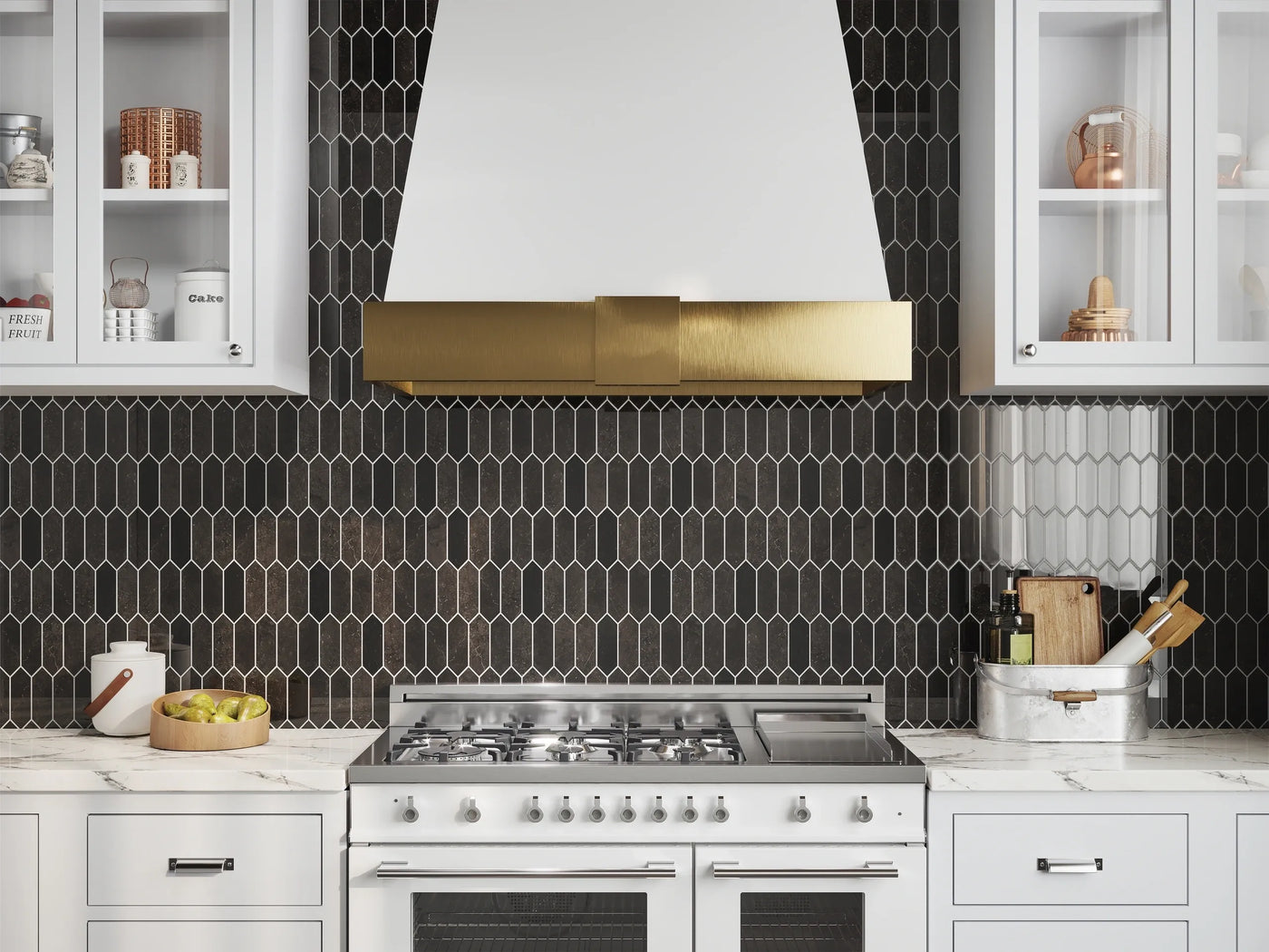 Aspire Stone Studio 2 x 6 Picket 12" x 12" Marble Mosaic