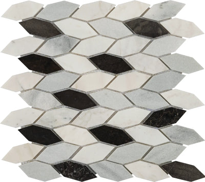 Aspire Stone Studio Blend 1 x 3 Cable Knit 12" x 12" Marble Mosaic