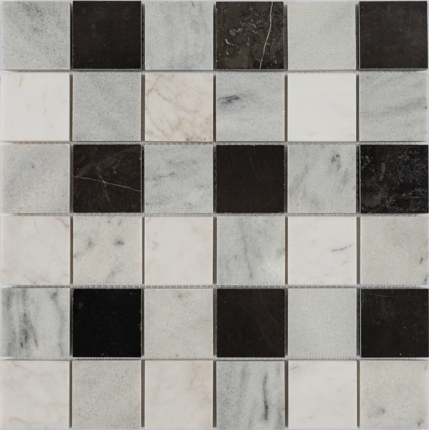 Aspire Stone Studio Blend 2 x 2 Plaid 12" x 12" Marble Mosaic