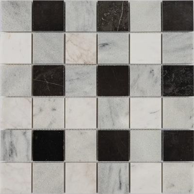 Aspire Stone Studio Blend 2 x 2 Plaid 12" x 12" Marble Mosaic