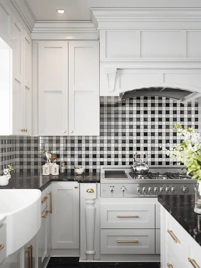 Aspire Stone Studio Blend 2 x 2 Plaid 12" x 12" Marble Mosaic