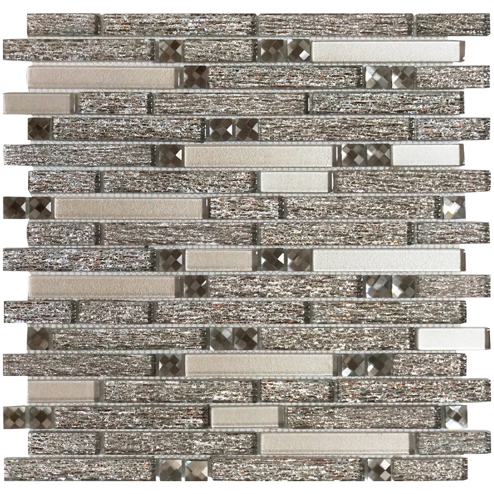 Tesoro Glitz Linear 12" x 12" Glass Mosaic