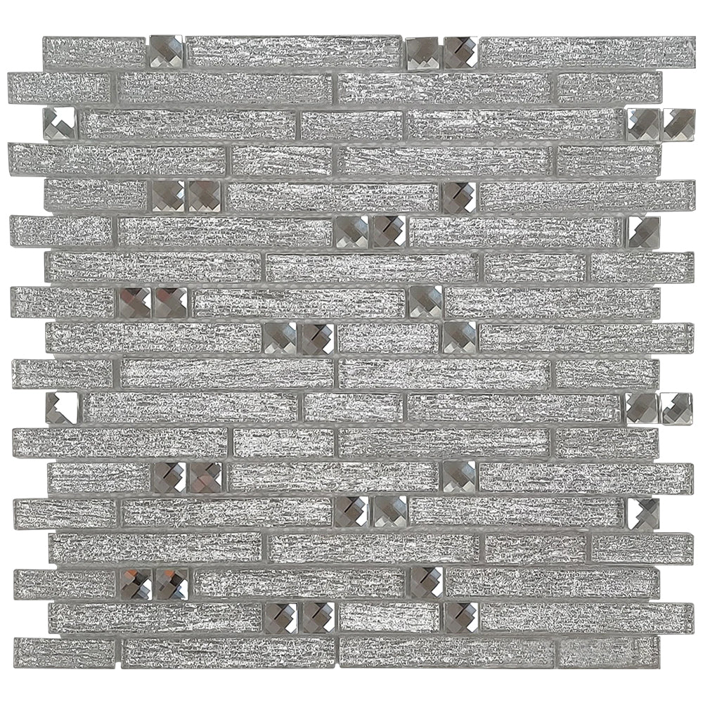 Tesoro Glitz Linear 12" x 12" Glass Mosaic