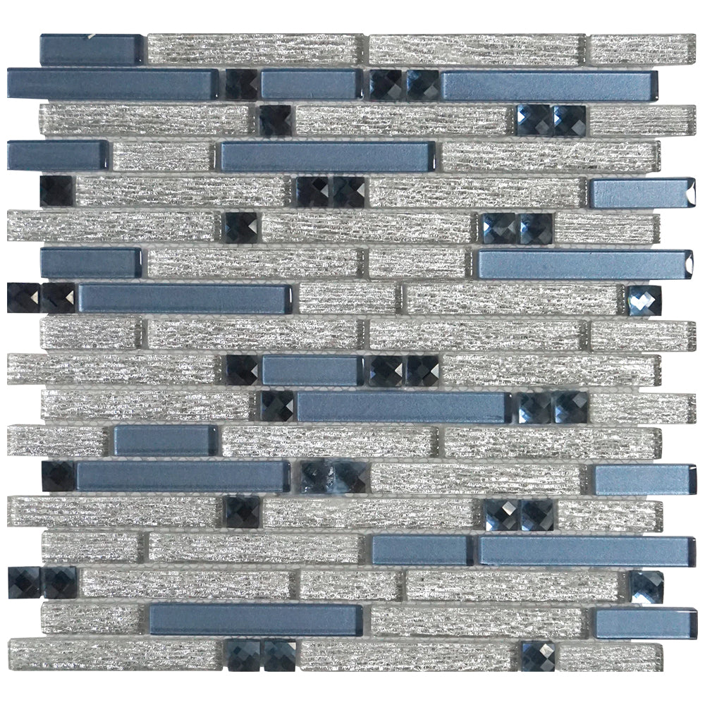 Tesoro Glitz Linear 12" x 12" Glass Mosaic