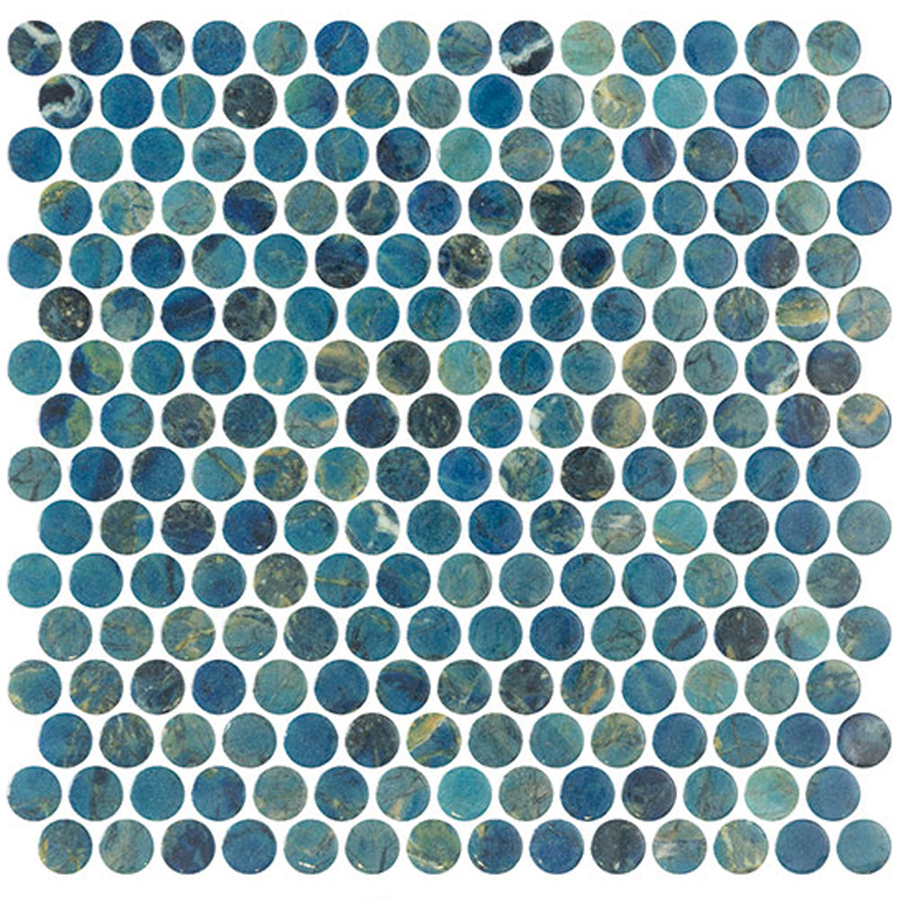 Tahiti Isles Penny Round 11.13" x 11.25" Recycled Glass Mosaic