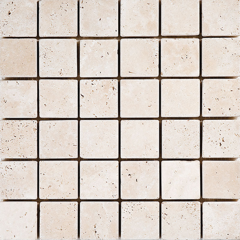 Patara Stone Travertine 2 x 2 12" x 12" Travertine Mosaic