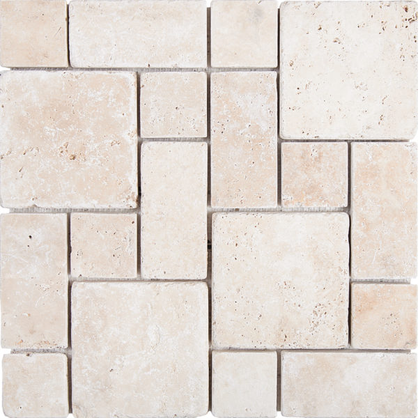 Patara Stone Travertine Roman Pattern 12" x 12" Travertine Mosaic