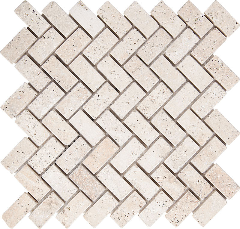 Patara Stone Travertine 1 x 2 Herringbone 12" x 12" Travertine Mosaic