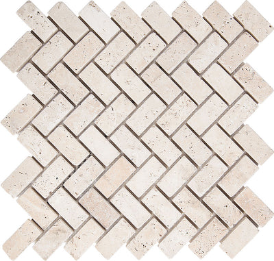 Patara Stone Travertine 1 x 2 Herringbone 12" x 12" Travertine Mosaic