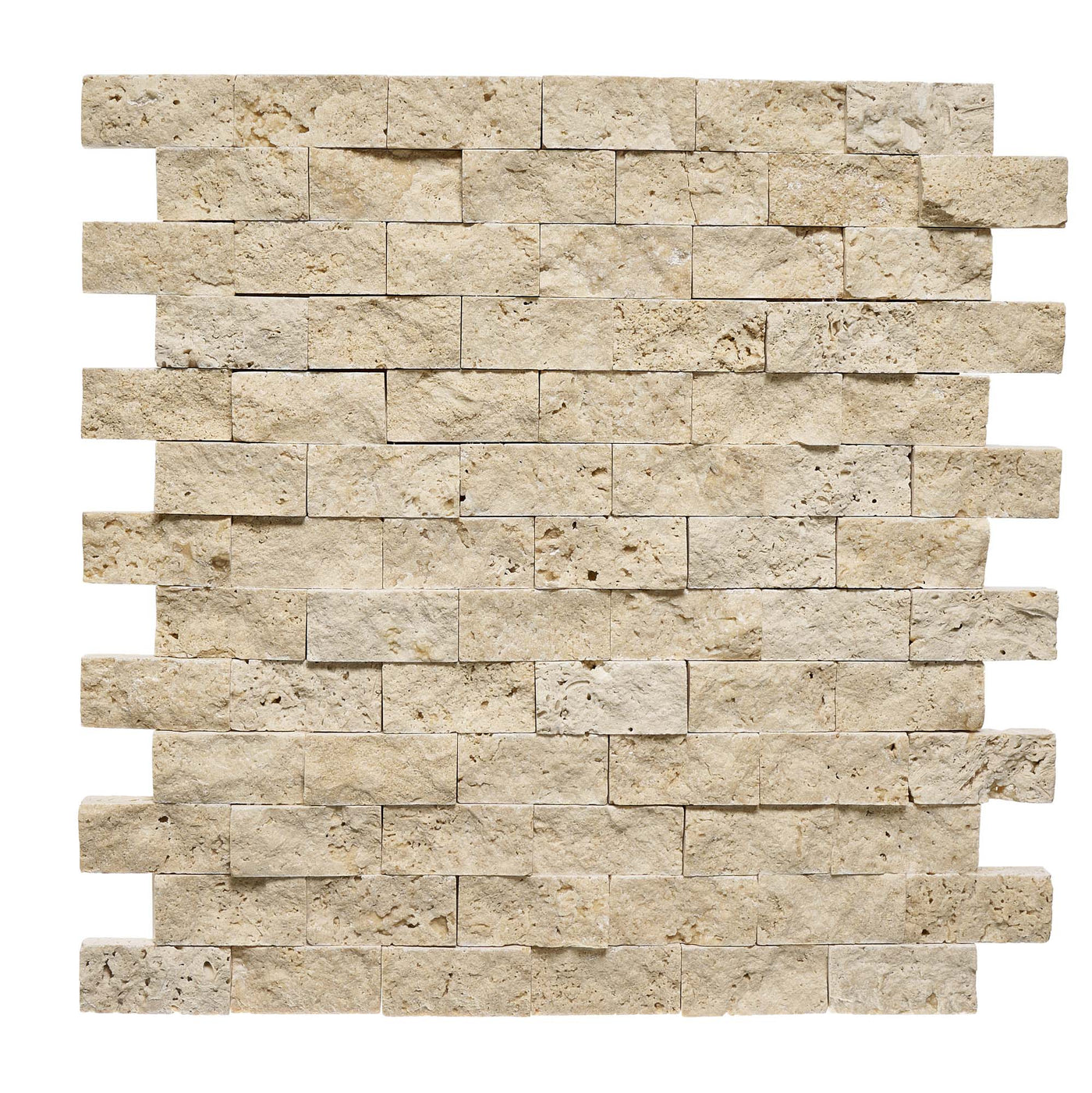 Patara Stone Travertine 1 x 2 Splitface 12" x 12" Travertine Mosaic