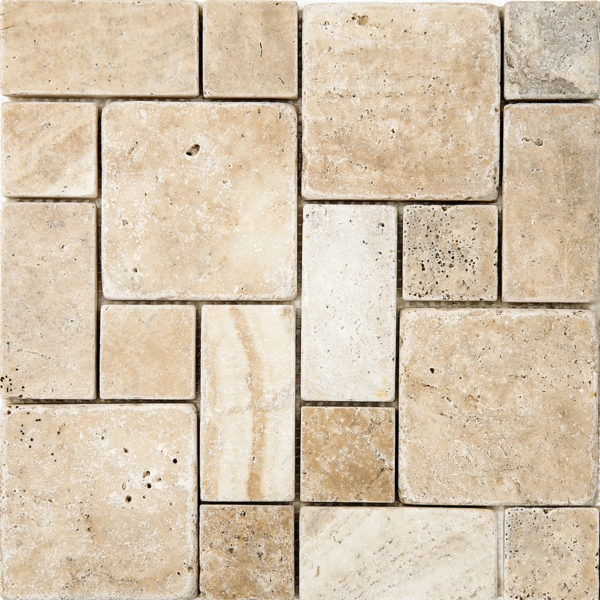 Patara Stone Travertine Roman Pattern 12" x 12" Travertine Mosaic