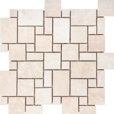 Patara Stone Travertine Mini Versailles 12" x 12" Travertine Mosaic