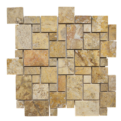 Patara Stone Travertine Mini Versailles 12" x 12" Travertine Mosaic