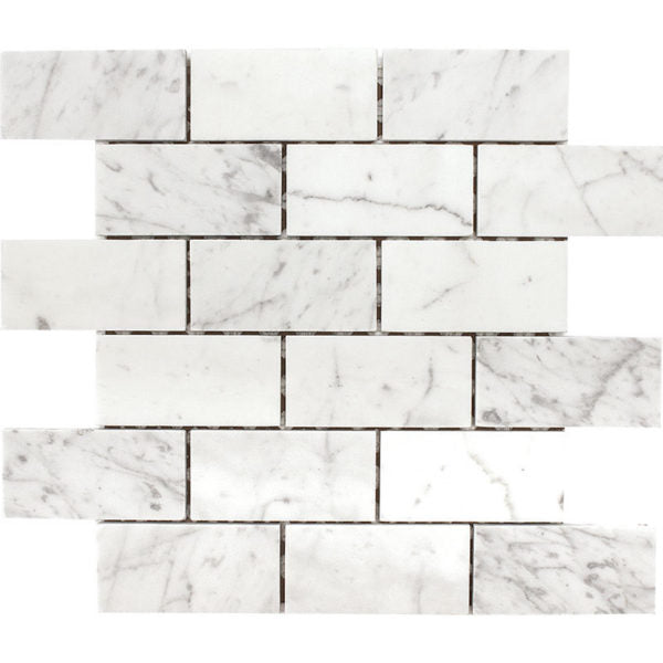 Patara Stone Marble 2 x 4 Brick 12" x 12" Marble Mosaic